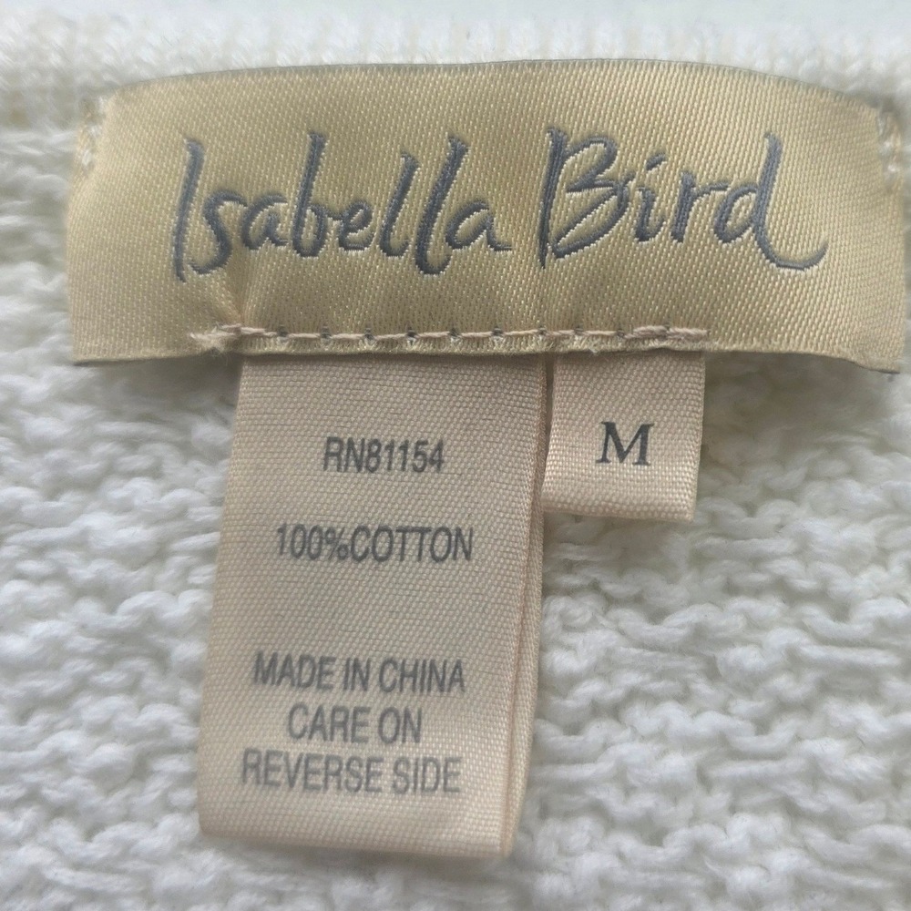 Isabella Bird Womens Ivory/White Cotton Knit Cable Sweater Sz M Cottagecore Boho - Picture 4 of 8